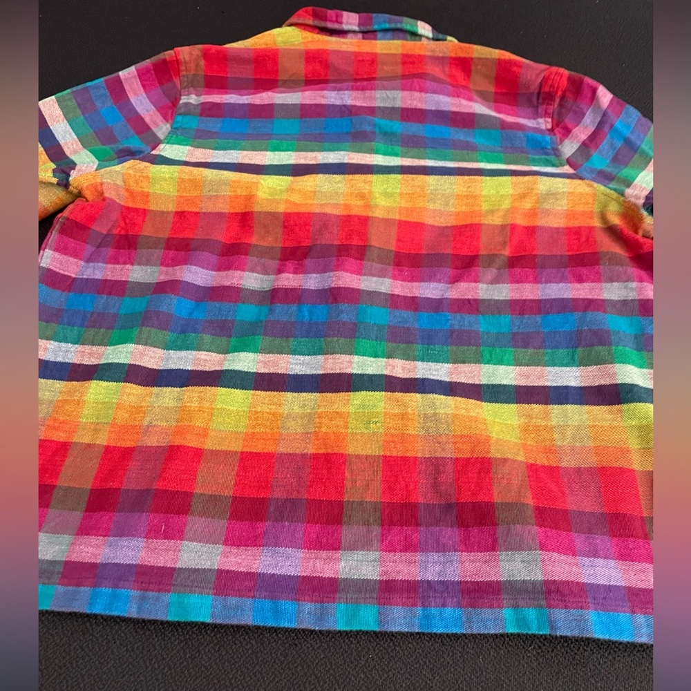 VTG Willow Ridge colorful rainbow plaid button down shirt jacket sz XL - Picture 6 of 9